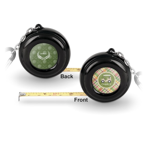 Golfer's Plaid 6-Ft Pocket Tape Measure with Carabiner Hook - Front and Back