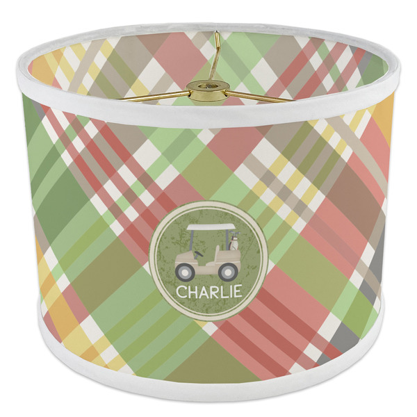 Golfer's Plaid 8" Drum Lampshade - ANGLE Poly-Film