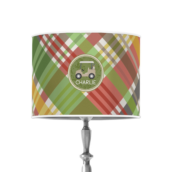 Golfer's Plaid 8" Drum Lampshade - ON STAND (Poly Film)