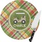 Golfer's Plaid Round Glass Cutting Board - Small (Personalized)