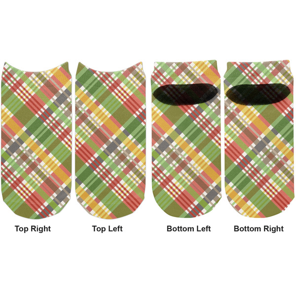 Golfer's Plaid Adult Ankle Socks - Double Pair - Front and Back - Apvl