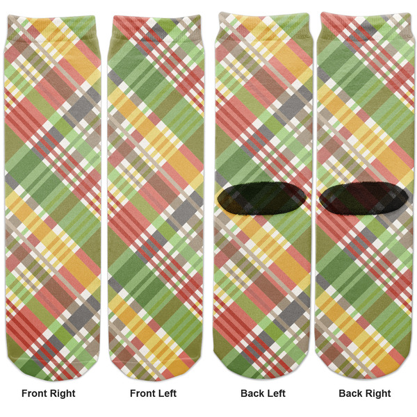 Golfer's Plaid Adult Crew Socks - Double Pair - Front and Back - Apvl