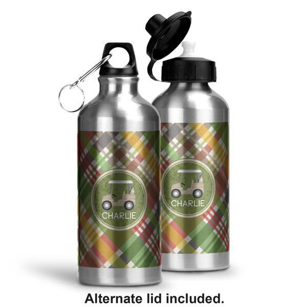 Golfer's Plaid Aluminum Water Bottle - Alternate lid options