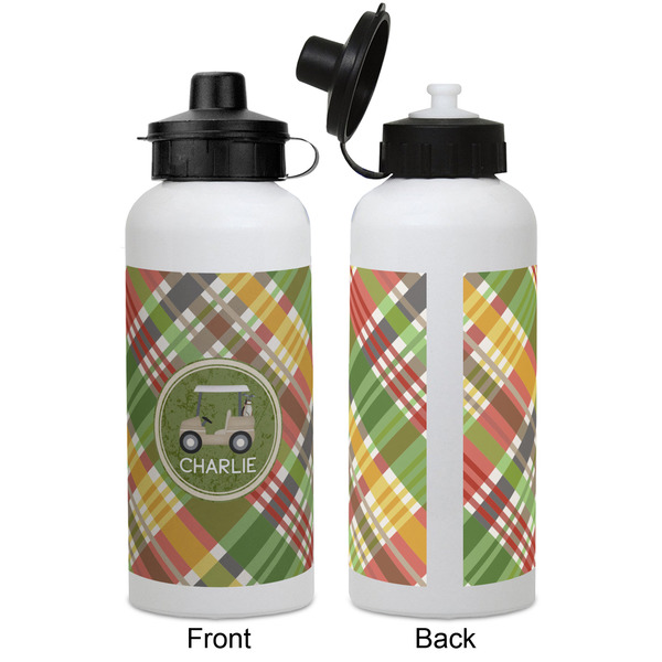 Golfer's Plaid Aluminum Water Bottle - White APPROVAL