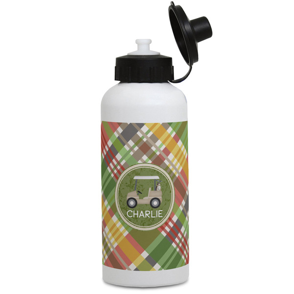 Custom Golfer's Plaid Water Bottles - Aluminum - 20 oz - White (Personalized)