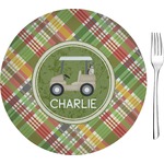 Golfer's Plaid 8" Glass Appetizer / Dessert Plates - Single or Set (Personalized)