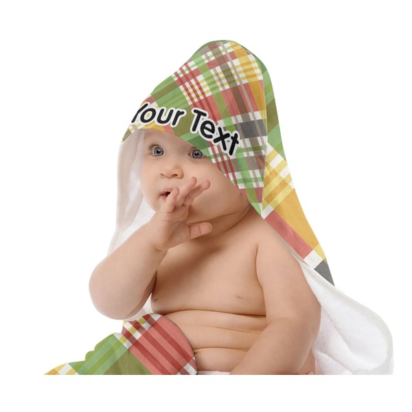 Golfer's Plaid Baby Hooded Towel on Child