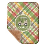 Golfer's Plaid Sherpa Baby Blanket - 30" x 40" w/ Name or Text