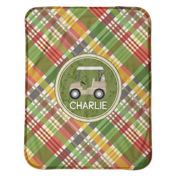 Golfer's Plaid Baby Sherpa Blanket - Flat