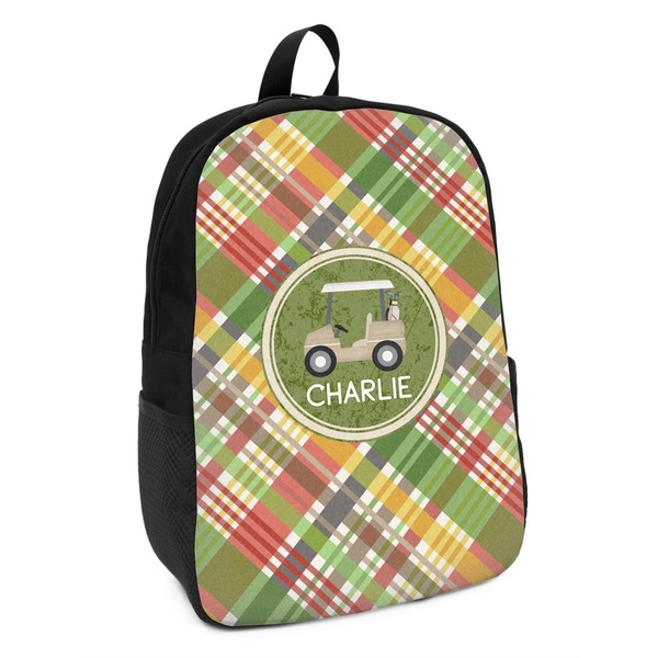 Custom Golfer's Plaid Kids Backpack (Personalized)