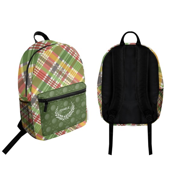 Golfer's Plaid Backpack front and back - Apvl