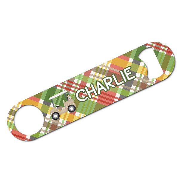 Custom Golfer's Plaid Bar Bottle Opener w/ Name or Text