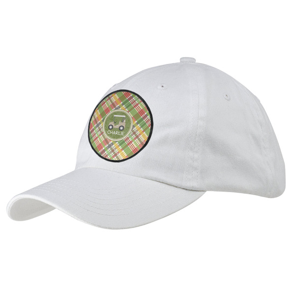 Custom Golfer's Plaid Baseball Cap - White (Personalized)