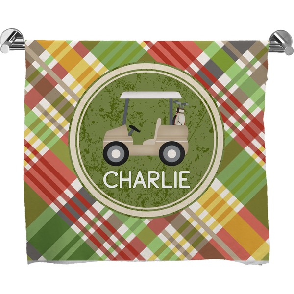 Custom Golfer's Plaid Bath Towel (Personalized)