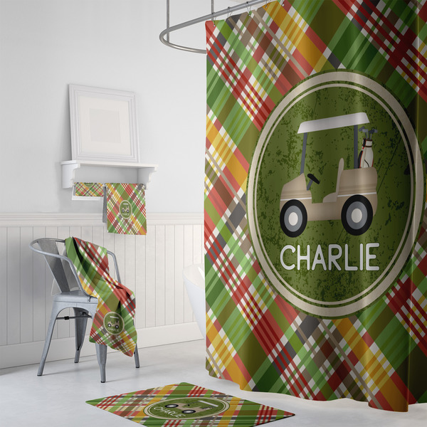 Golfer's Plaid Bath Towel Sets - 3-piece - In Context