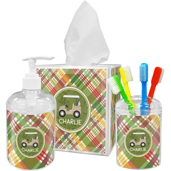 Golfer's Plaid Bathroom Accessories Set (Personalized)