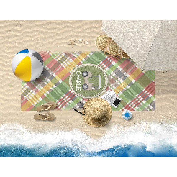 Golfer's Plaid Beach Towel Lifestyle