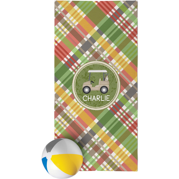 Custom Golfer's Plaid Beach Towel (Personalized)