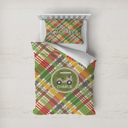 Golfer's Plaid Duvet Cover Set - Twin (Personalized)