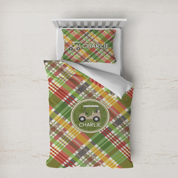 Custom Golfer's Plaid Duvet Cover Set - Twin XL (Personalized)