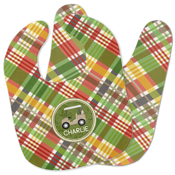 Custom Golfer's Plaid Baby Bib w/ Name or Text