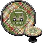 Golfer's Plaid Cabinet Knob (Black) (Personalized)