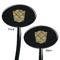 Golfer's Plaid Black Plastic 7" Stir Stick - Double Sided - Oval - Front & Back