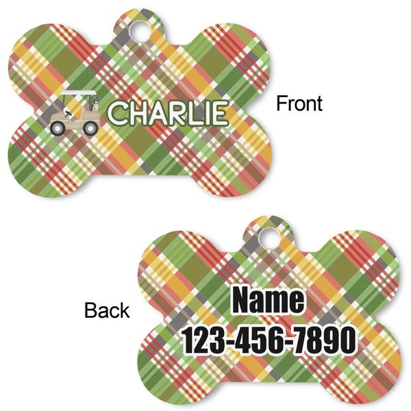 Golfer's Plaid Bone Shaped Dog ID Tag - Large - Approval