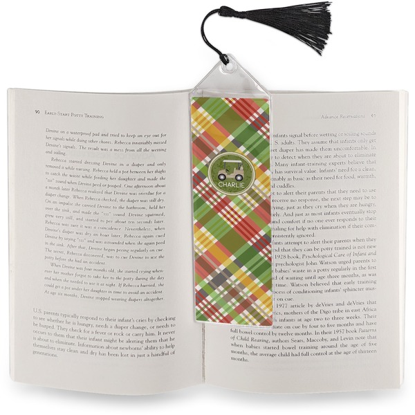 Golfer's Plaid Bookmark with tassel - In book