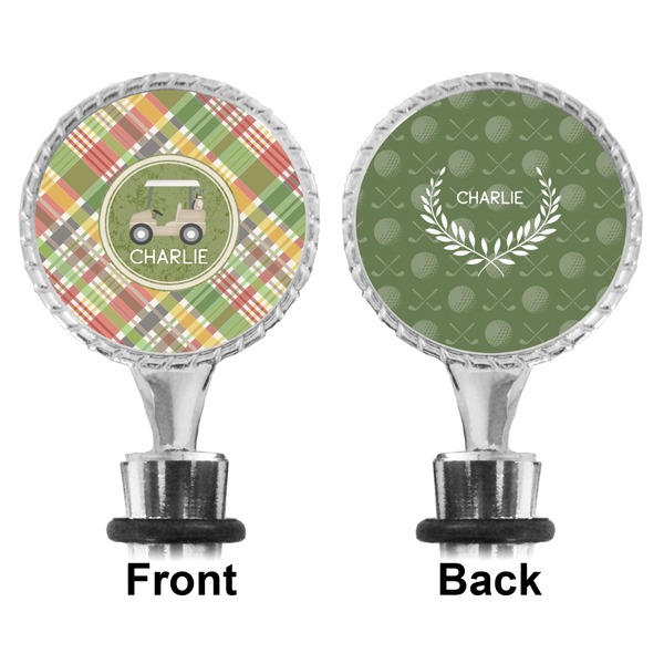 Golfer's Plaid Bottle Stopper - Front and Back