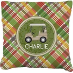 Golfer's Plaid Faux-Linen Throw Pillow 20" (Personalized)