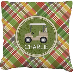 Golfer's Plaid Faux-Linen Throw Pillow 26" (Personalized)