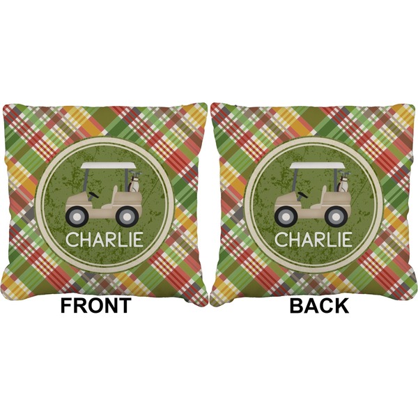 Golfer's Plaid Burlap Pillow Approval