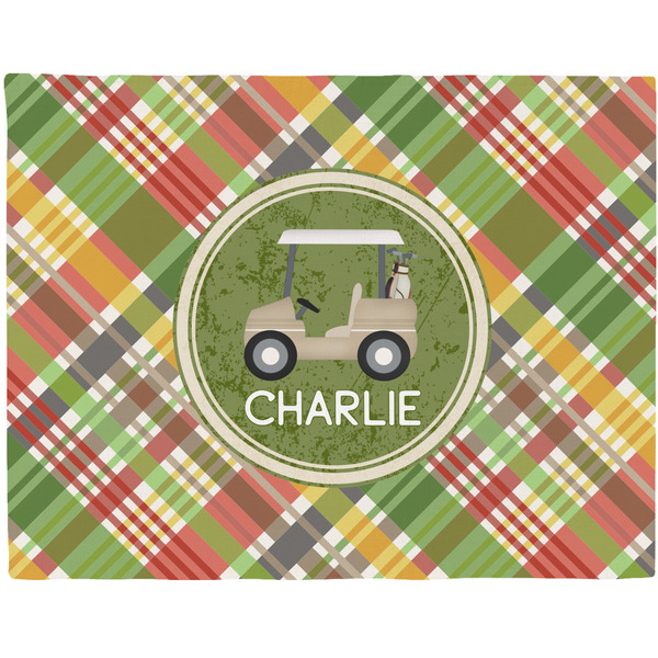 Custom Golfer's Plaid Woven Fabric Placemat - Twill w/ Name or Text