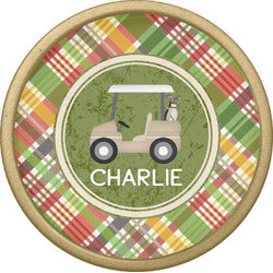 Golfer's Plaid Cabinet Knob - Gold (Personalized)