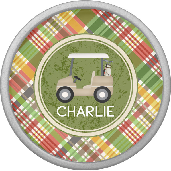 Golfer's Plaid Cabinet Knob - Nickel - Front
