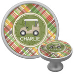 Golfer's Plaid Cabinet Knob (Silver) (Personalized)