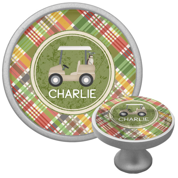 Golfer's Plaid Cabinet Knob - Nickel - Multi Angle