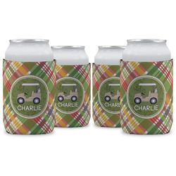 Golfer's Plaid Can Cooler (12 oz) - Set of 4 w/ Name or Text