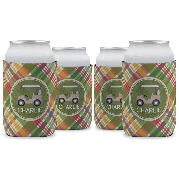 Custom Golfer's Plaid Can Cooler (12 oz) - Set of 4 w/ Name or Text