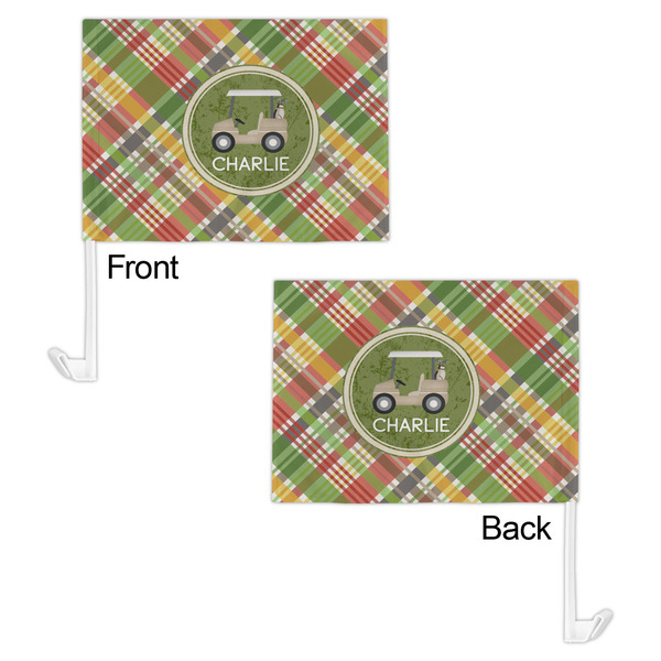 Golfer's Plaid Car Flag - 11" x 8" - Front & Back View