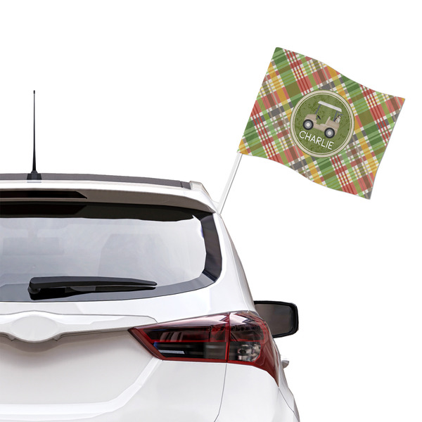 Golfer's Plaid Car Flag - Large - LIFESTYLE