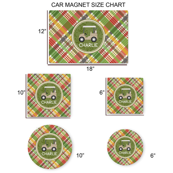 Golfer's Plaid Car Magnets - SIZE CHART