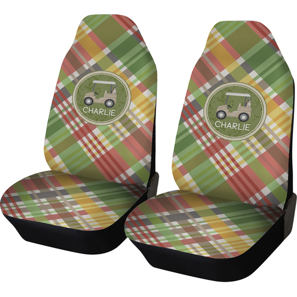 Custom Golfer's Plaid Car Seat Covers (Set of Two) (Personalized)