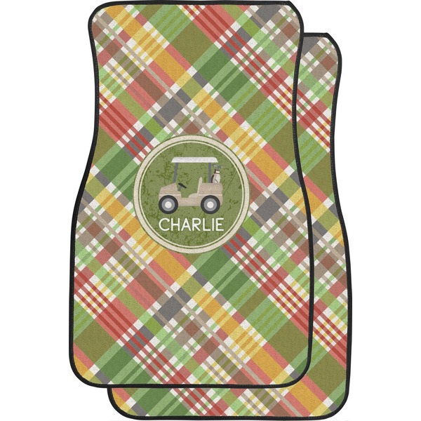 Custom Golfer's Plaid Car Floor Mats (Front Seat) (Personalized)