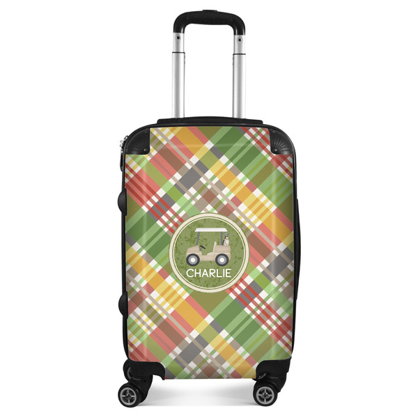 Custom Golfer's Plaid Suitcase - 20" Carry On (Personalized)
