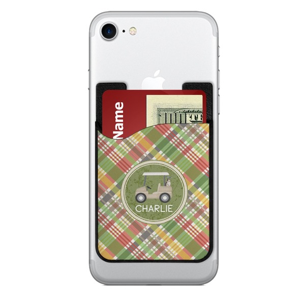 Custom Golfer's Plaid 2-in-1 Cell Phone Credit Card Holder & Screen Cleaner (Personalized)