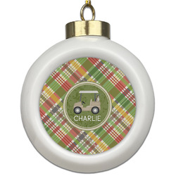 Golfer's Plaid Ceramic Ball Ornament (Personalized)