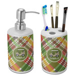Golfer's Plaid Ceramic Bathroom Accessories Set (Personalized)