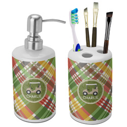 Golfer's Plaid Ceramic Bathroom Accessories Set (Personalized)